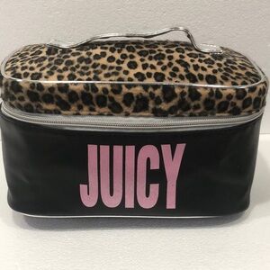Juicy Couture Black and Leopard Print Makeup Case EUC